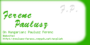 ferenc paulusz business card